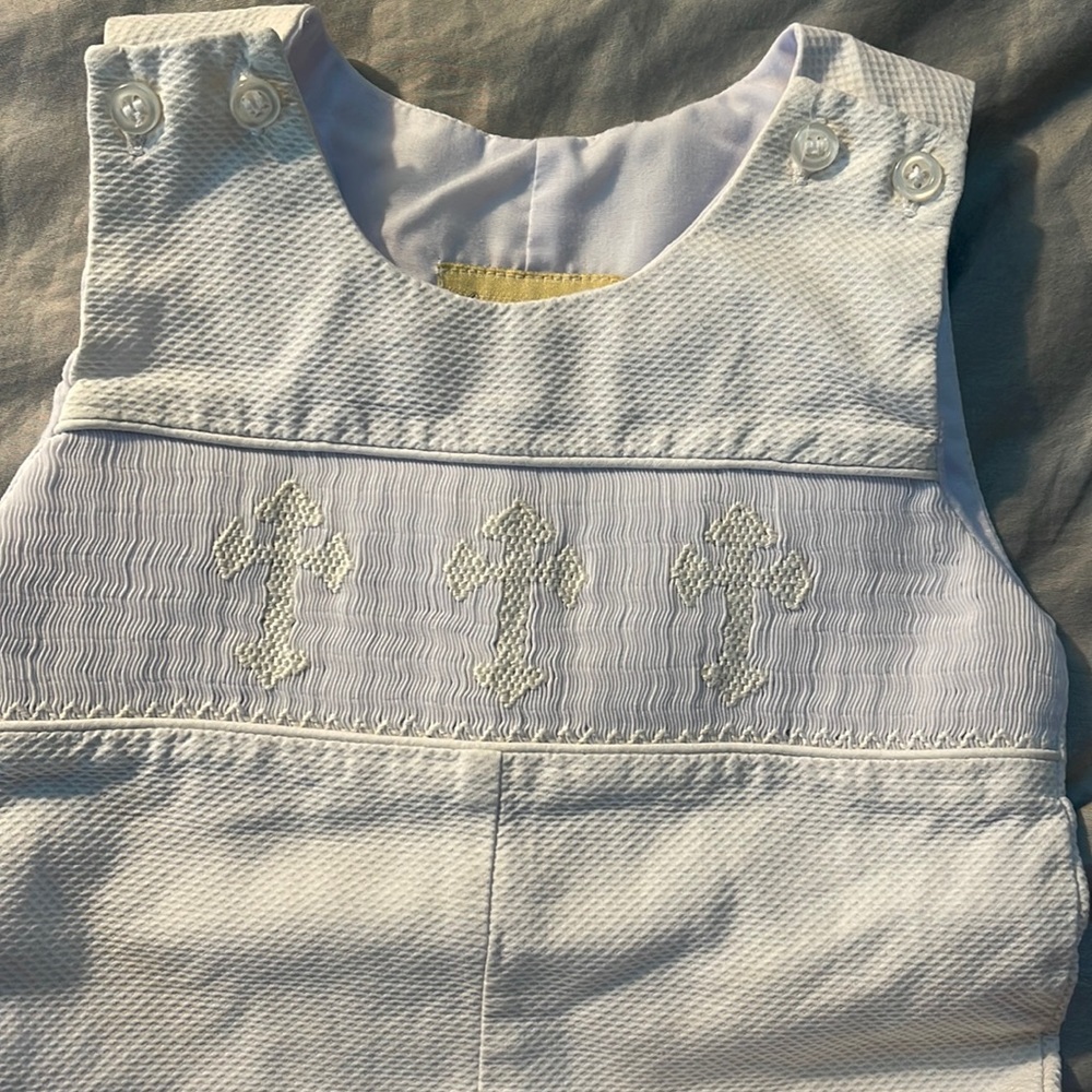 Liney Lu Three Cross Smocked Jon Jon 9mo.